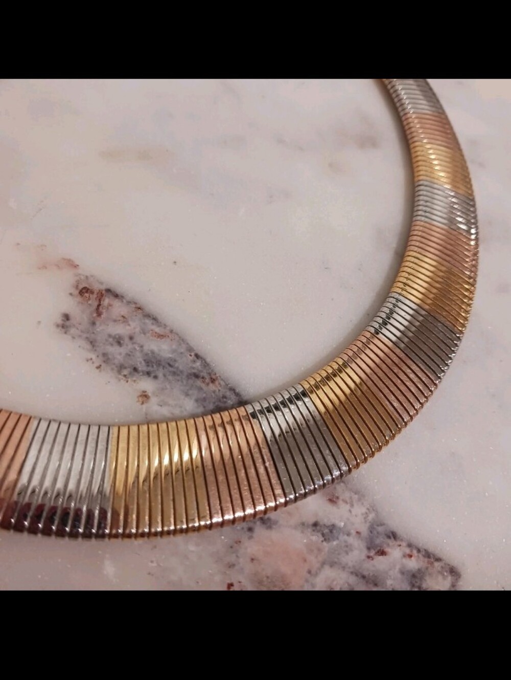 Vintage Tri-Color Tubogas Gas Pipe Collar Necklace - Picture 4 of 10